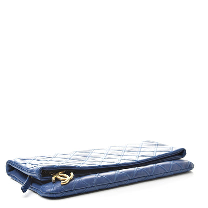 Chanel Calfskin Stitched Thin City Clutch Blue 4 of 9