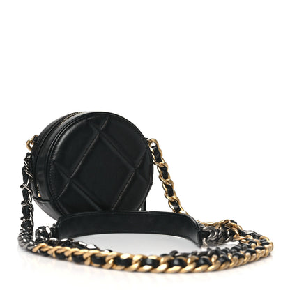 Chanel Lambskin Quilted Chanel 19 Round Clutch With Chain Black 2 of 9
