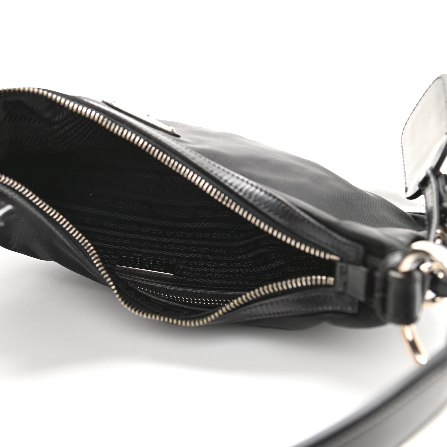 Prada Tessuto Nylon Calfskin Bag Black 5 of 9
