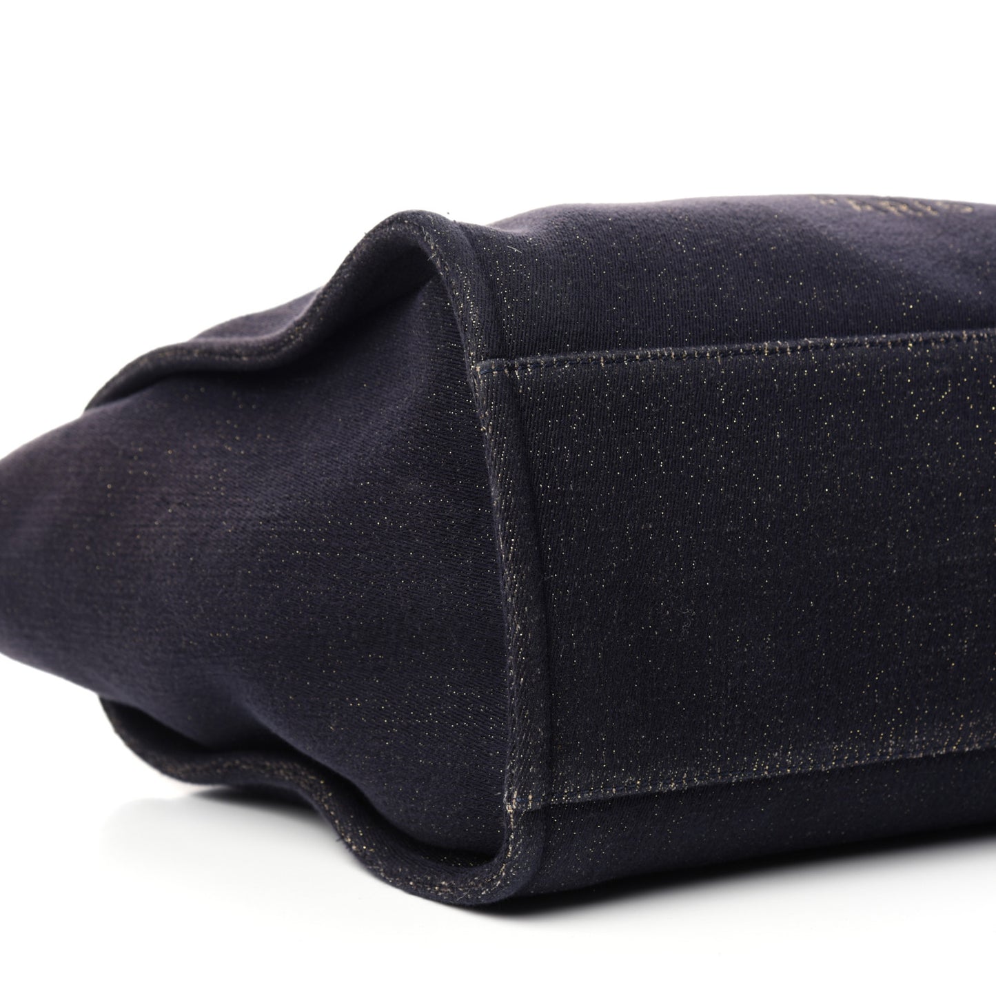 Lurex Canvas Medium Deauville Tote Navy Blue Gold