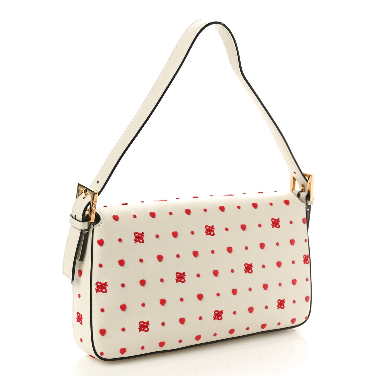 Fendi Vitello Burro Chinese Valentines Day Karligraphy Embroidered Baguette 1997 Pana Rosso Cardinale 3 of 9