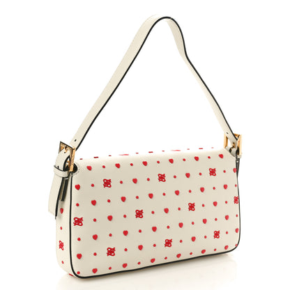 Fendi Vitello Burro Chinese Valentines Day Karligraphy Embroidered Baguette 1997 Pana Rosso Cardinale 3 of 9