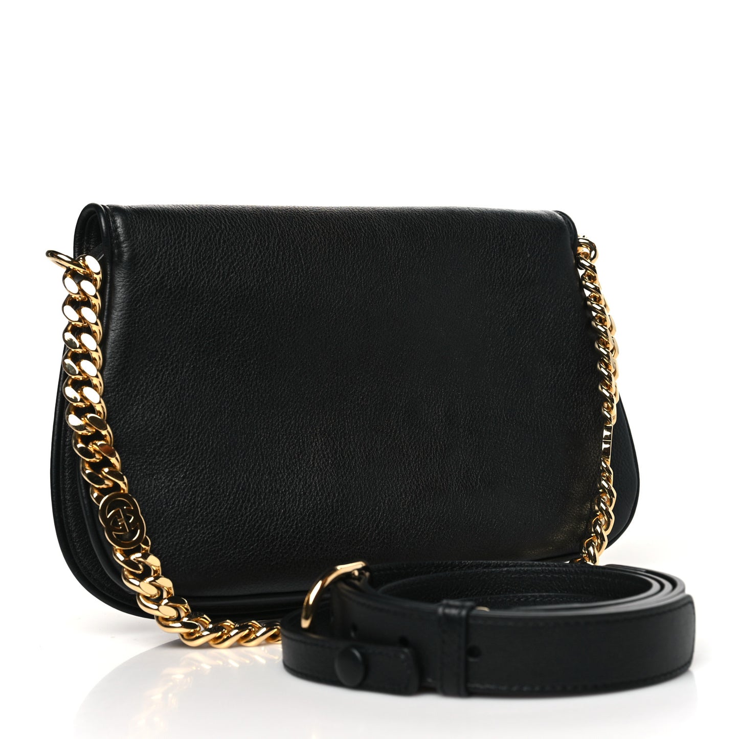 Roxy Calfskin Blondie Chain Shoulder Flap Bag Black
