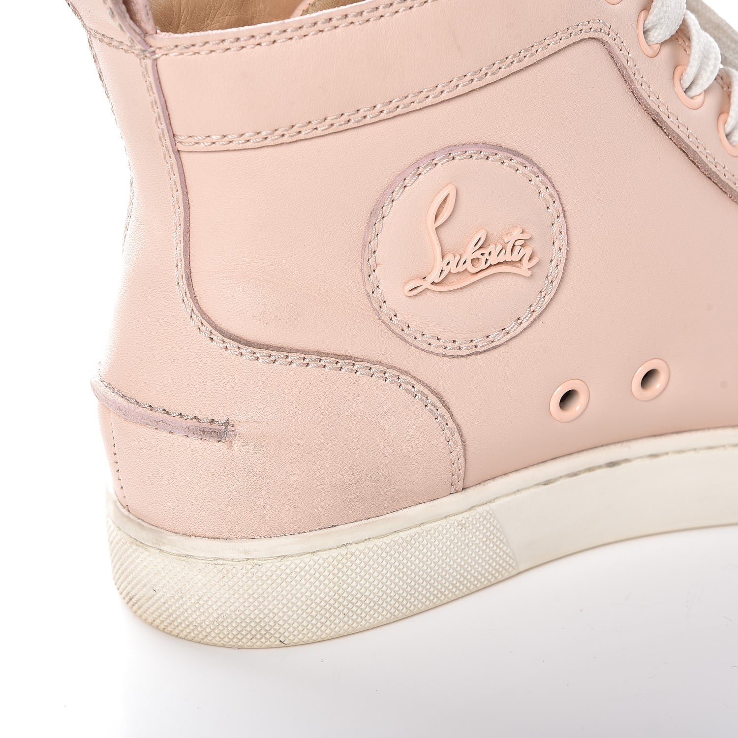 Christian Louboutin Patent Calfskin Lou Spikes Flat Sneakers 38 Poudre 16 of 28