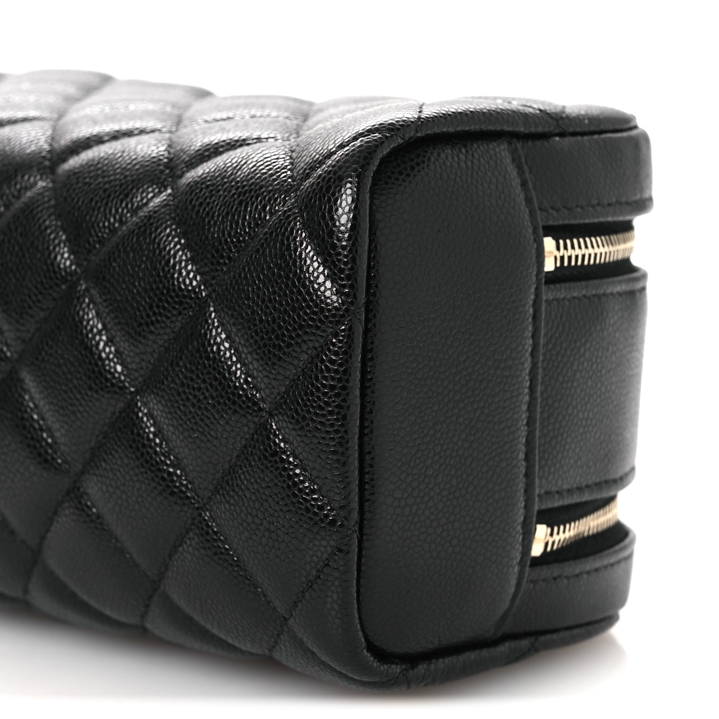 Caviar Quilted Double Zip Pouch Cosmetic Case Black Black