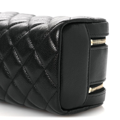 Chanel Caviar Quilted Double Zip Pouch Cosmetic Case Black Black 10 of 12