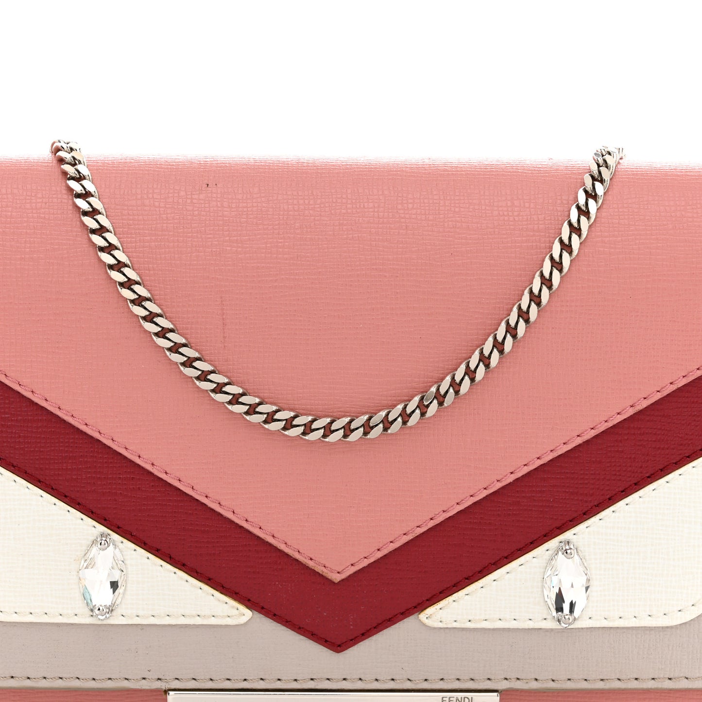 Vitello Elite Crystal Eye Monster Tube Wallet on Chain Grigio Polvere Ribes Multicolor