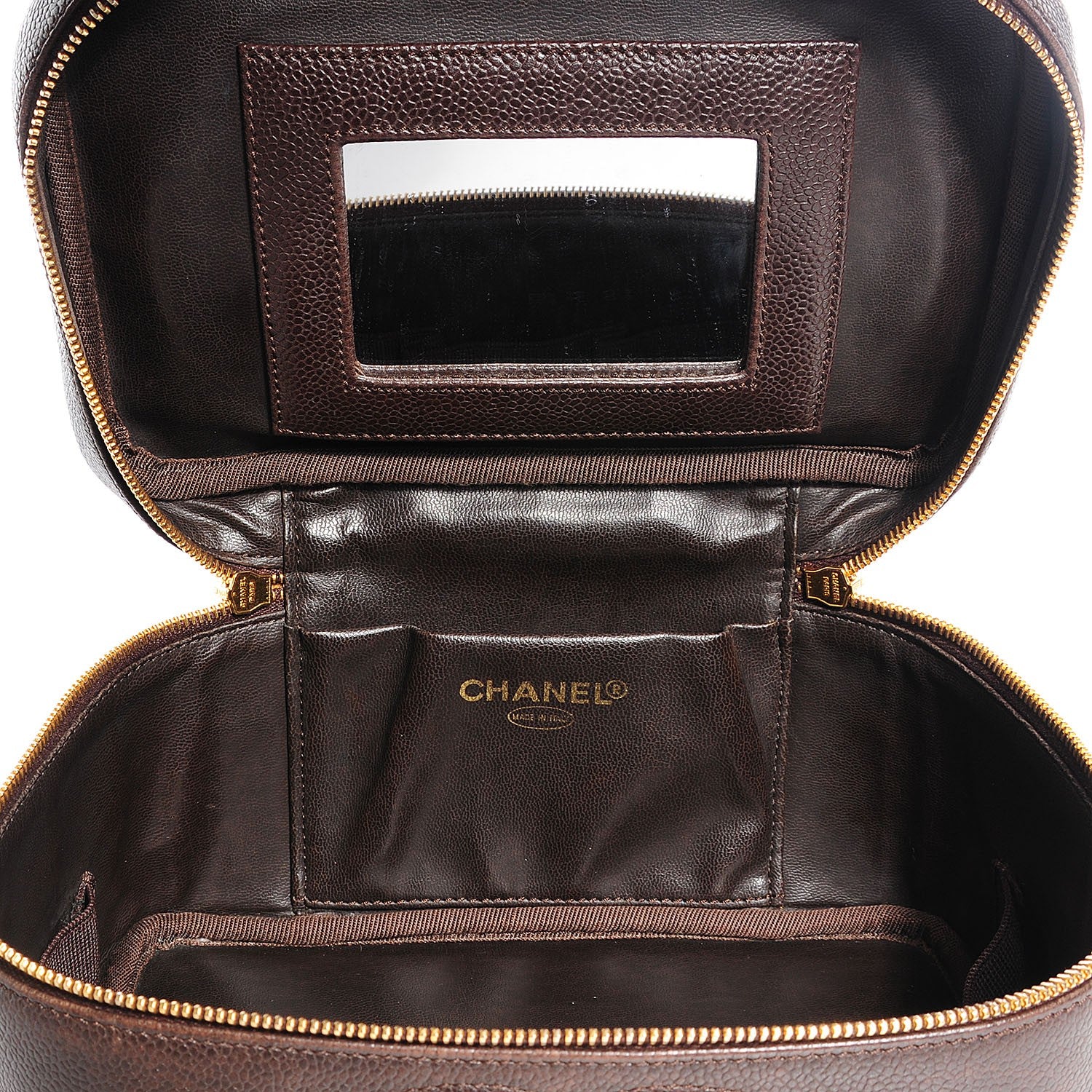 Chanel Caviar Cosmetic Vanity Case Dark Brown 7 of 8