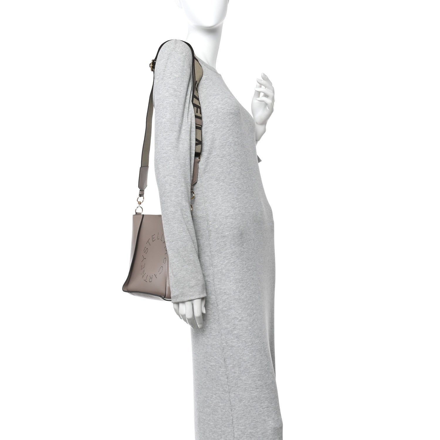 Stella McCartney Eco Alter Nappa Perforated Logo Mini Crossbody Dark Taupe 2 of 9