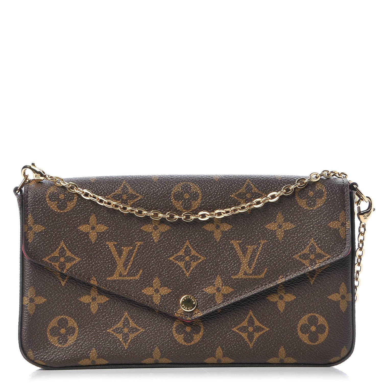 Louis Vuitton Monogram Pochette Felicie Chain Wallet Fuchsia 1 of 8