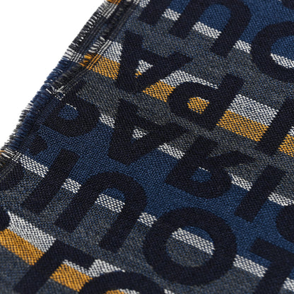 Louis Vuitton Wool Silk Logo Scarf Blue Multicolor 5 of 5