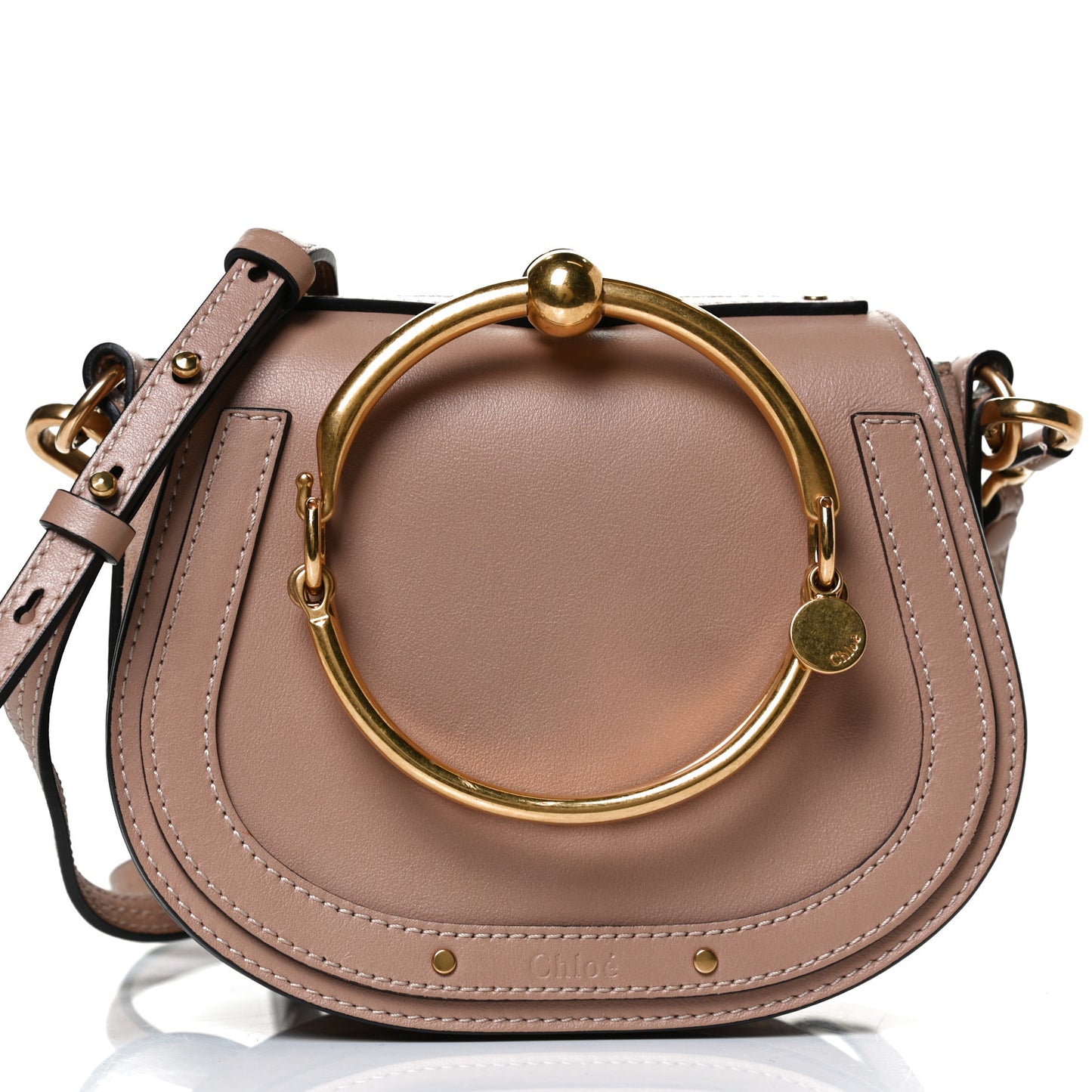 Calfskin Suede Small Nile Bracelet Bag Biscotti Beige