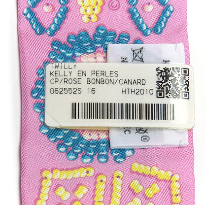 Hermes Silk Kelly En Perles Twilly Rose Bonbon Canard 4 of 4