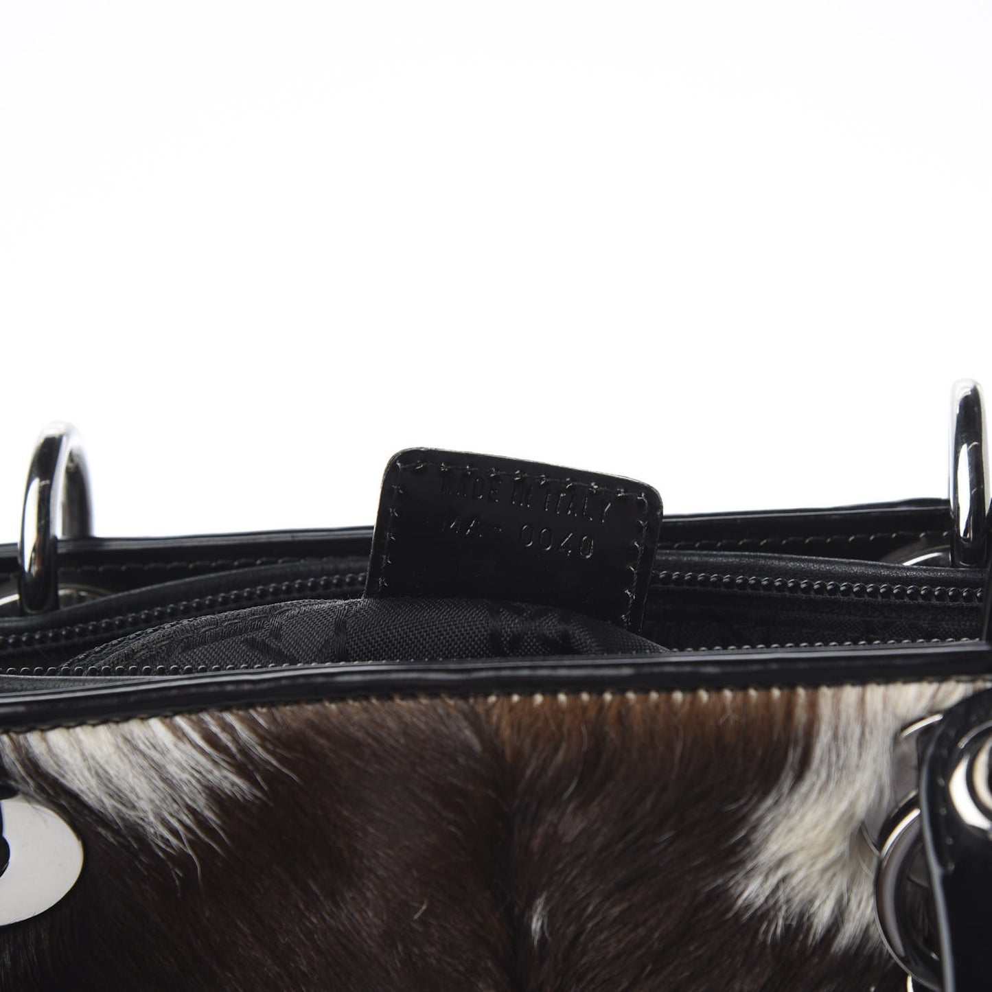 Patent Pony Hair Large Lady Dior Black