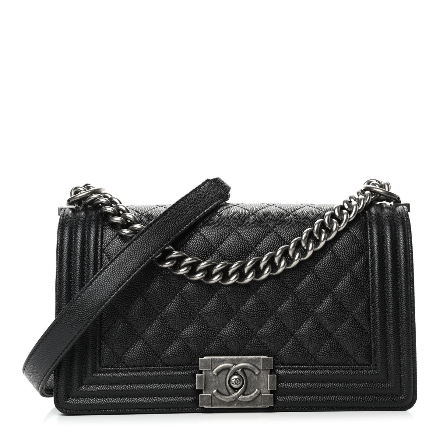 Caviar Quilted Medium Boy Flap Black