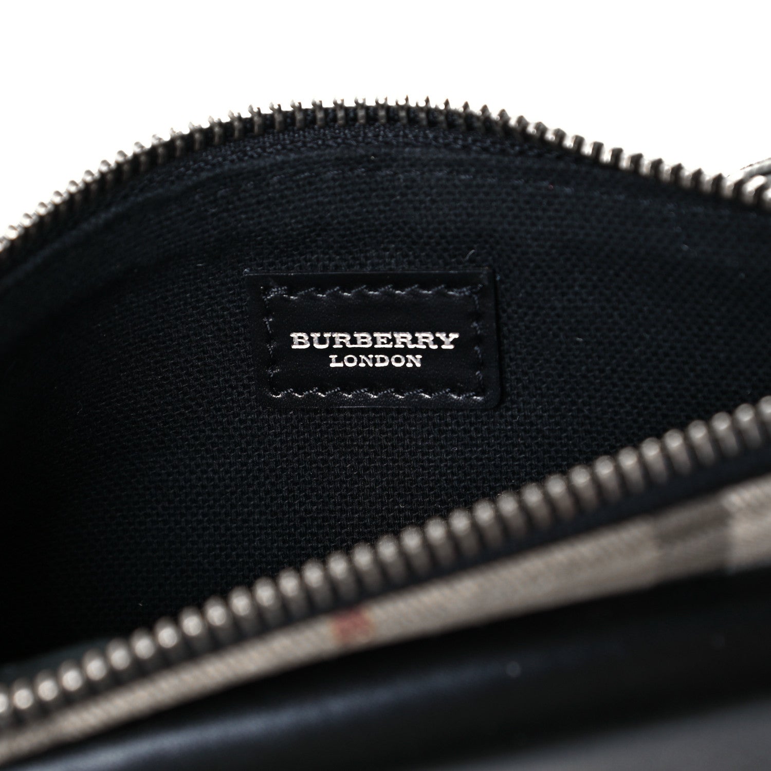 Burberry Calfskin Suede House Check Clutch Black 6 of 8