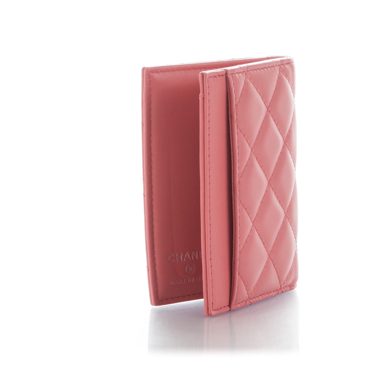 Lambskin Quilted Card Holder Wallet Pink