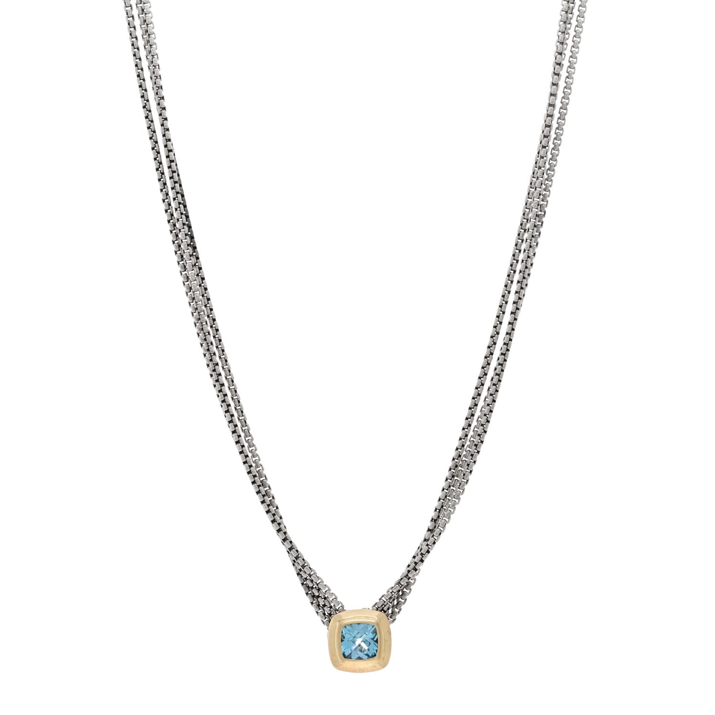 Sterling Silver 18K Yellow Gold Blue Topaz Albion Multi-Strand Pendant Necklace