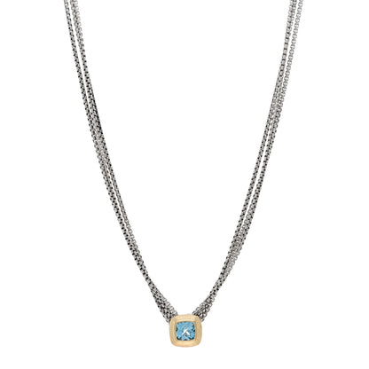 David Yurman Sterling Silver 18K Yellow Gold Blue Topaz Albion Multi-Strand Pendant Necklace 1 of 4
