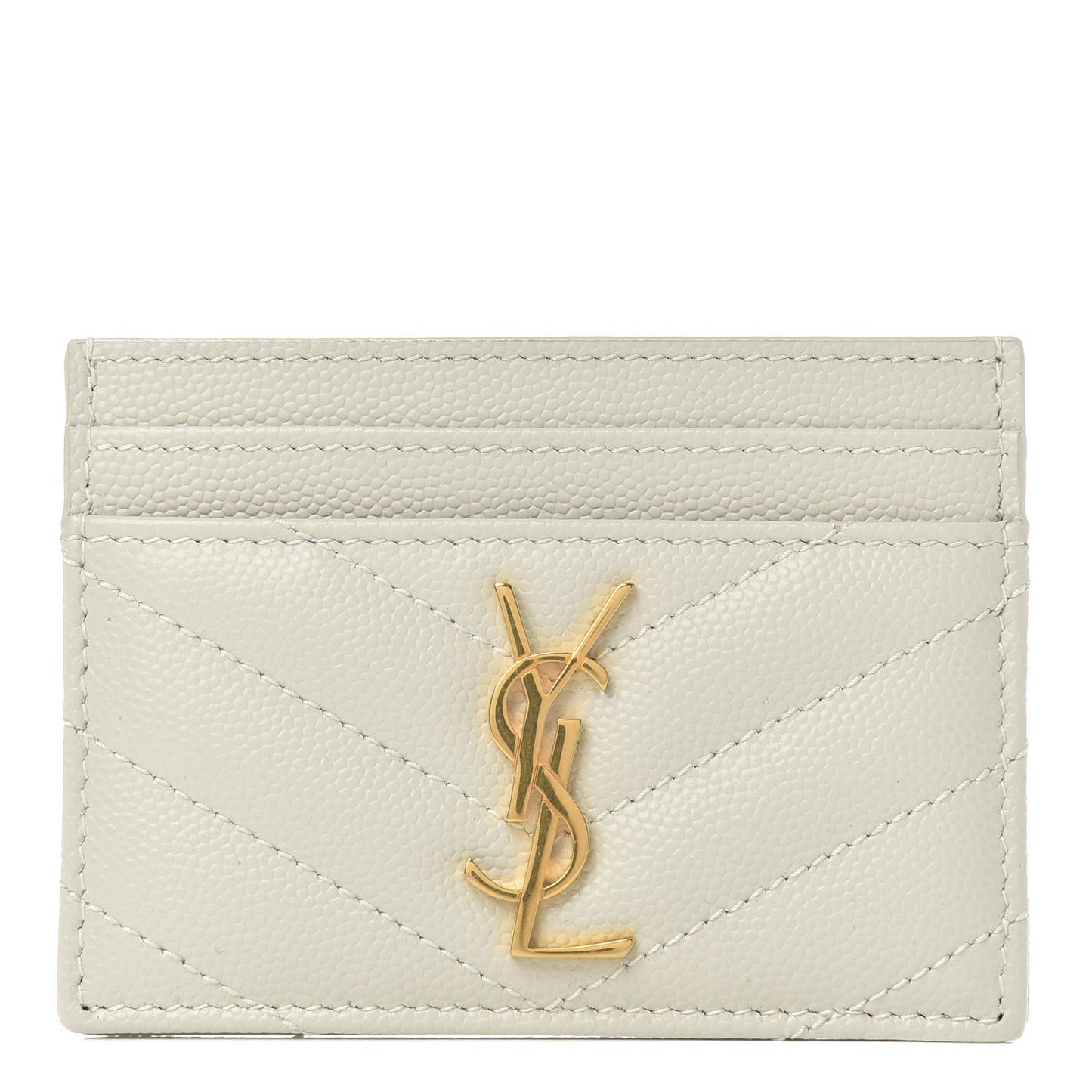 Grain De Poudre Matelasse Chevron Monogram Credit Card Case Crema Soft