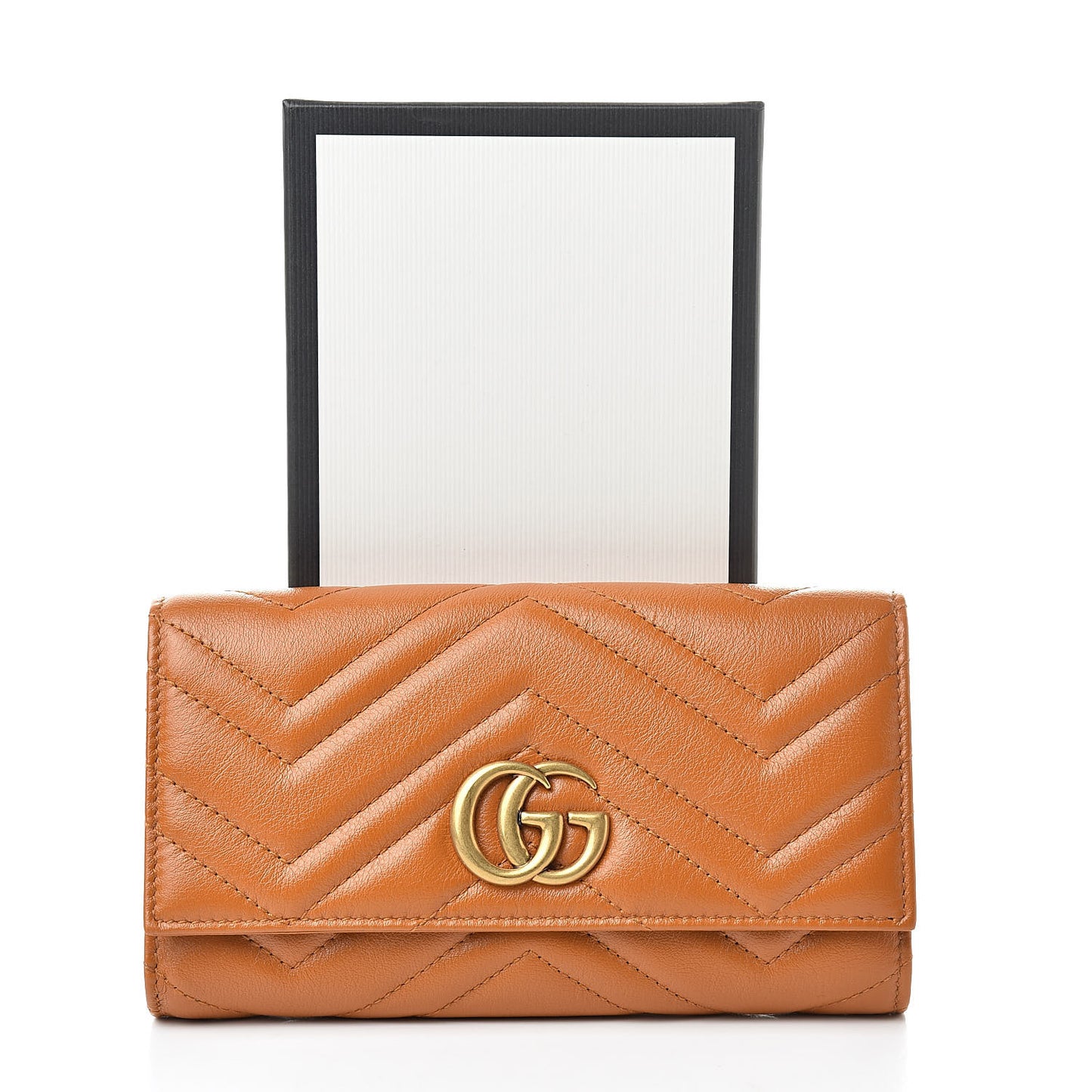 Calfskin Matelasse GG Marmont Continental Wallet Cognac