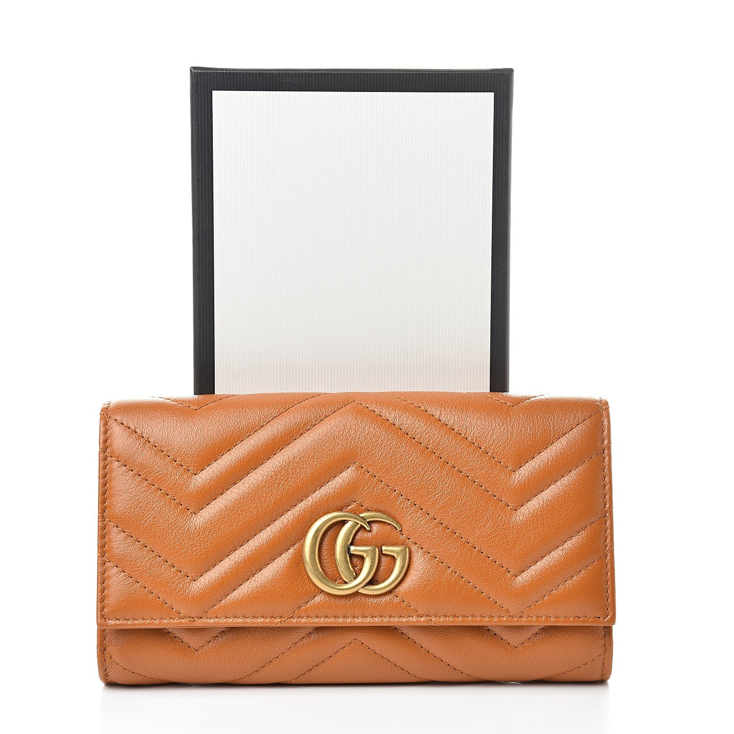 Gucci Calfskin Matelasse GG Marmont Continental Wallet Cognac 9 of 9