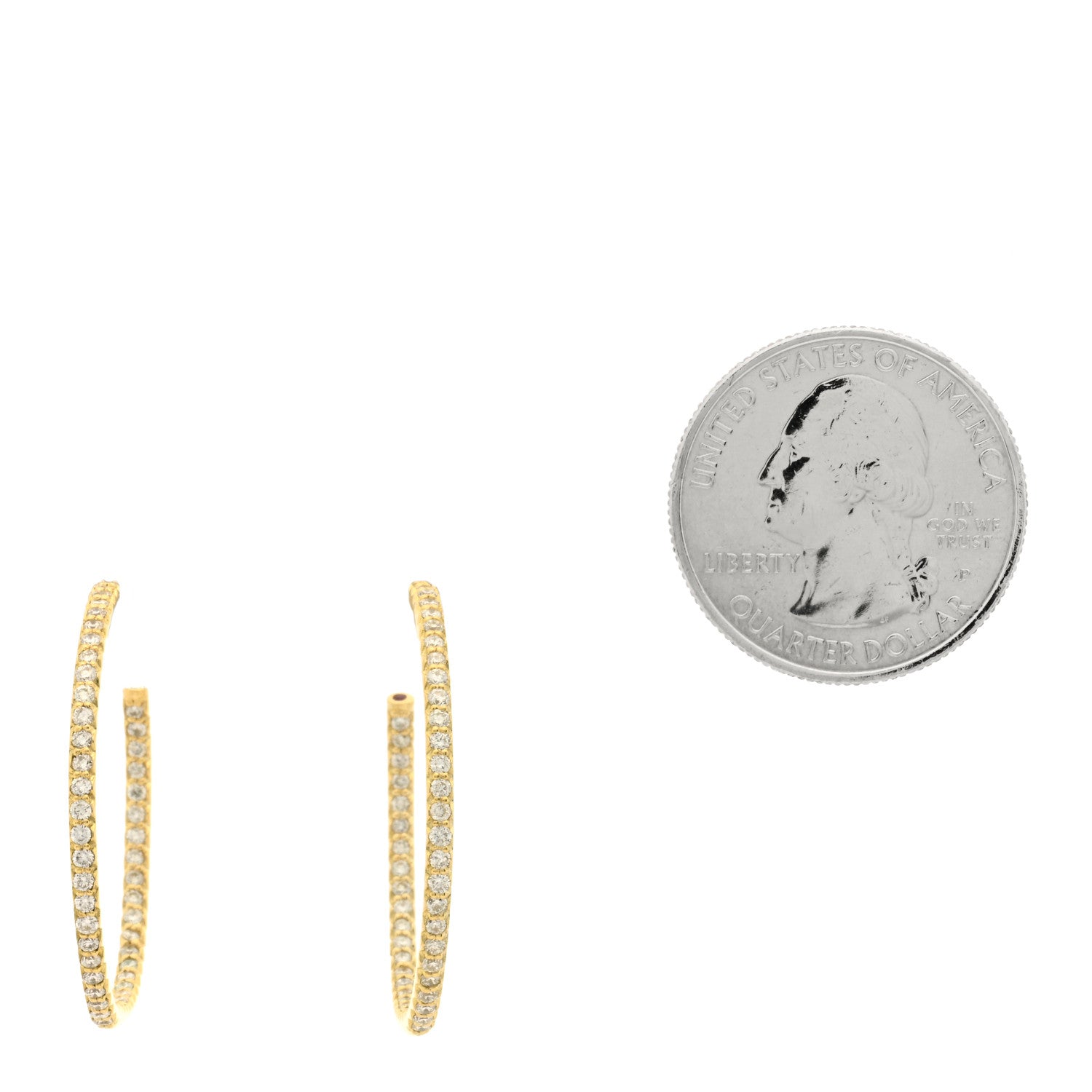 Roberto Coin 18K Yellow Gold Diamond .98ctw Micro Pave Hoop Earrings 2 of 4