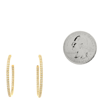 Roberto Coin 18K Yellow Gold Diamond .98ctw Micro Pave Hoop Earrings 2 of 4