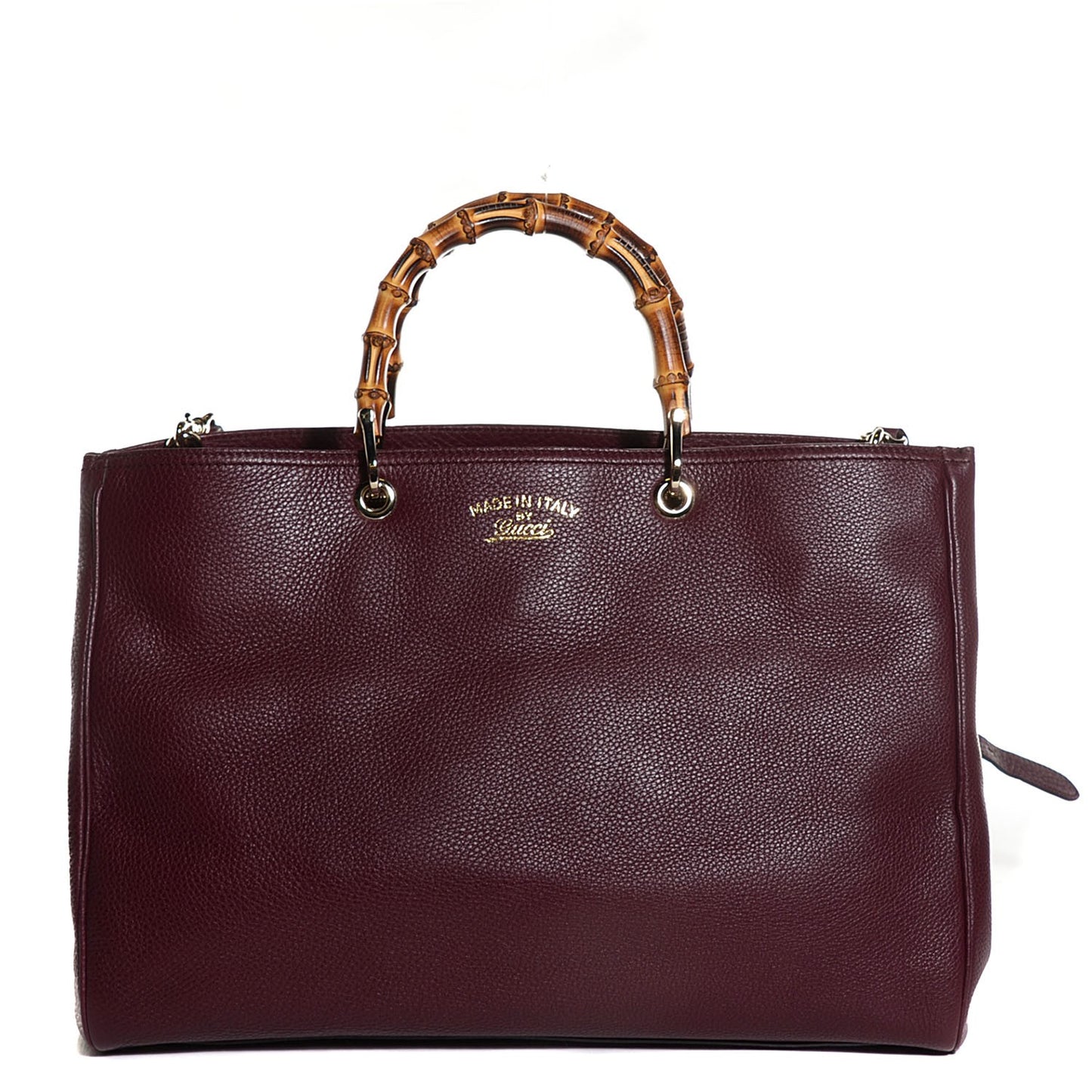 Calfskin Large Bamboo Shopper Tote Burgundy