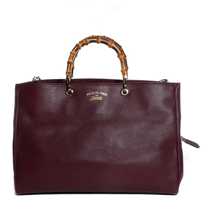 Gucci Calfskin Large Bamboo Shopper Tote Burgundy 1 of 9