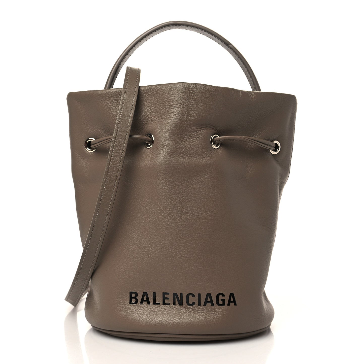 Smooth Calfskin Logo XS Everyday Drawstring Bucket Bag Beige