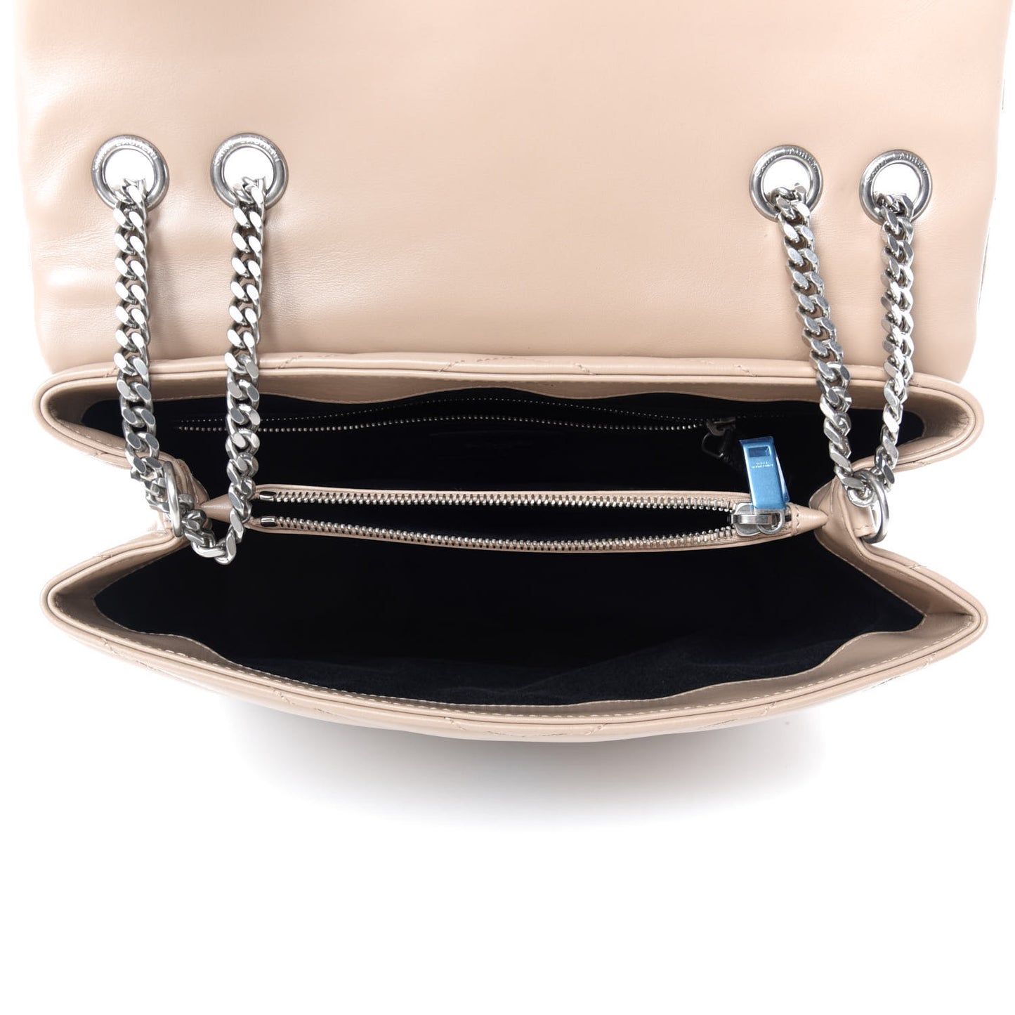 Calfskin Y Quilted Monogram Medium Loulou Chain Satchel Nude Powder