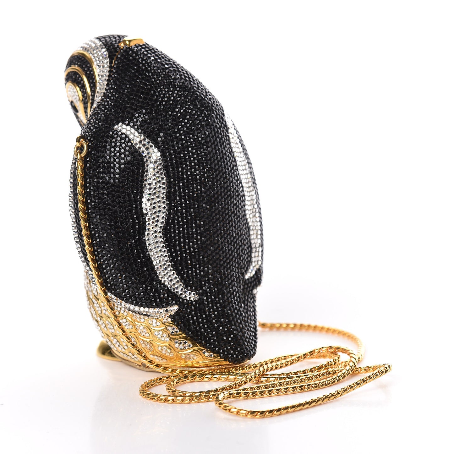 Crystal Penguin Minaudiere Clutch Black