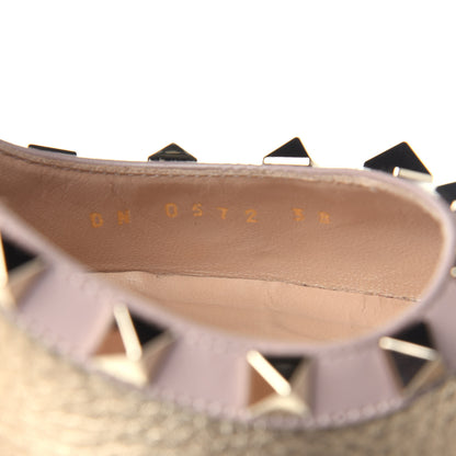 Valentino Garavani Metallic Pebbled Calfskin Rockstud 100mm Pumps 38 Mekong Poudre 10 of 12