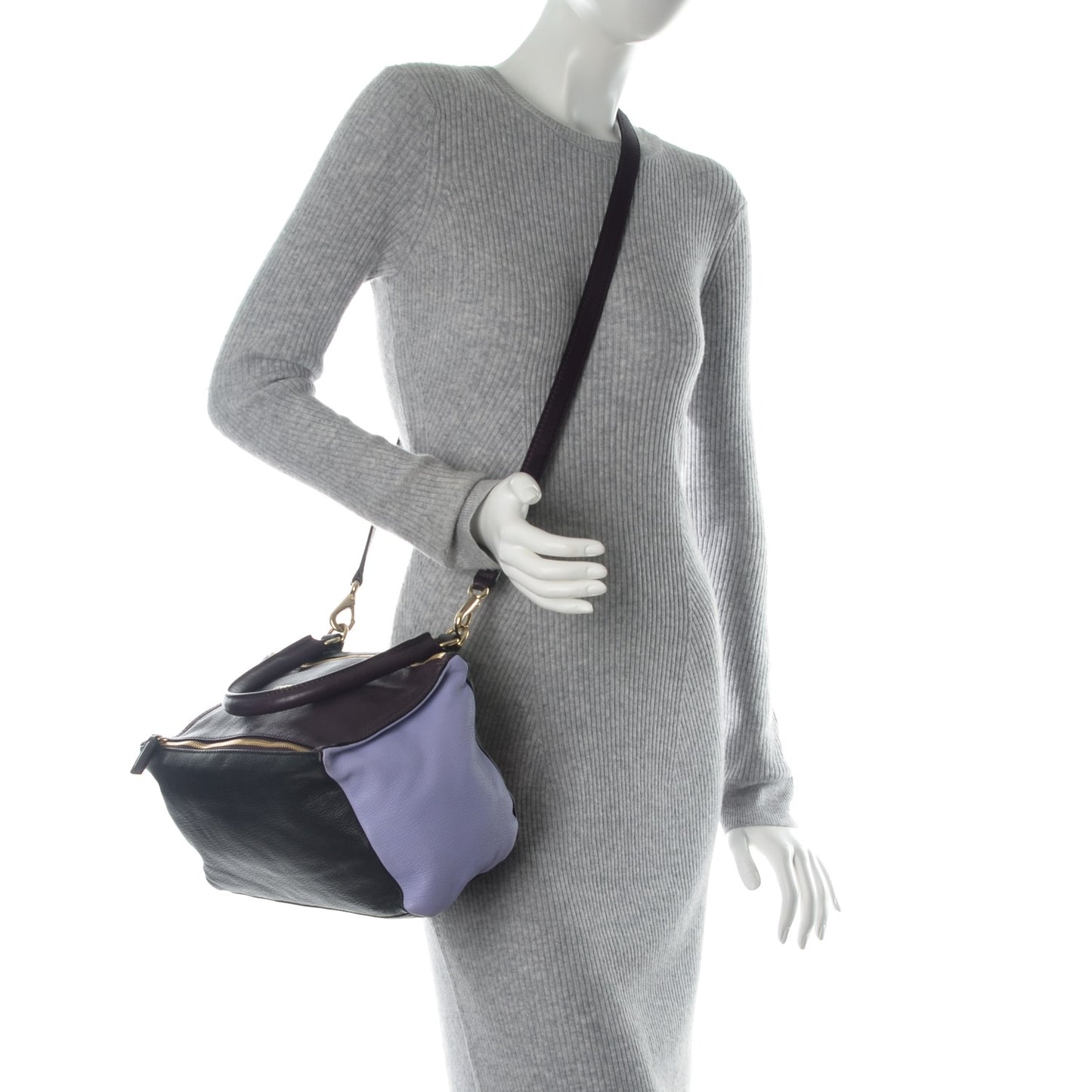 Sugar Goatskin Small Colorblock Pandora Aubergine
