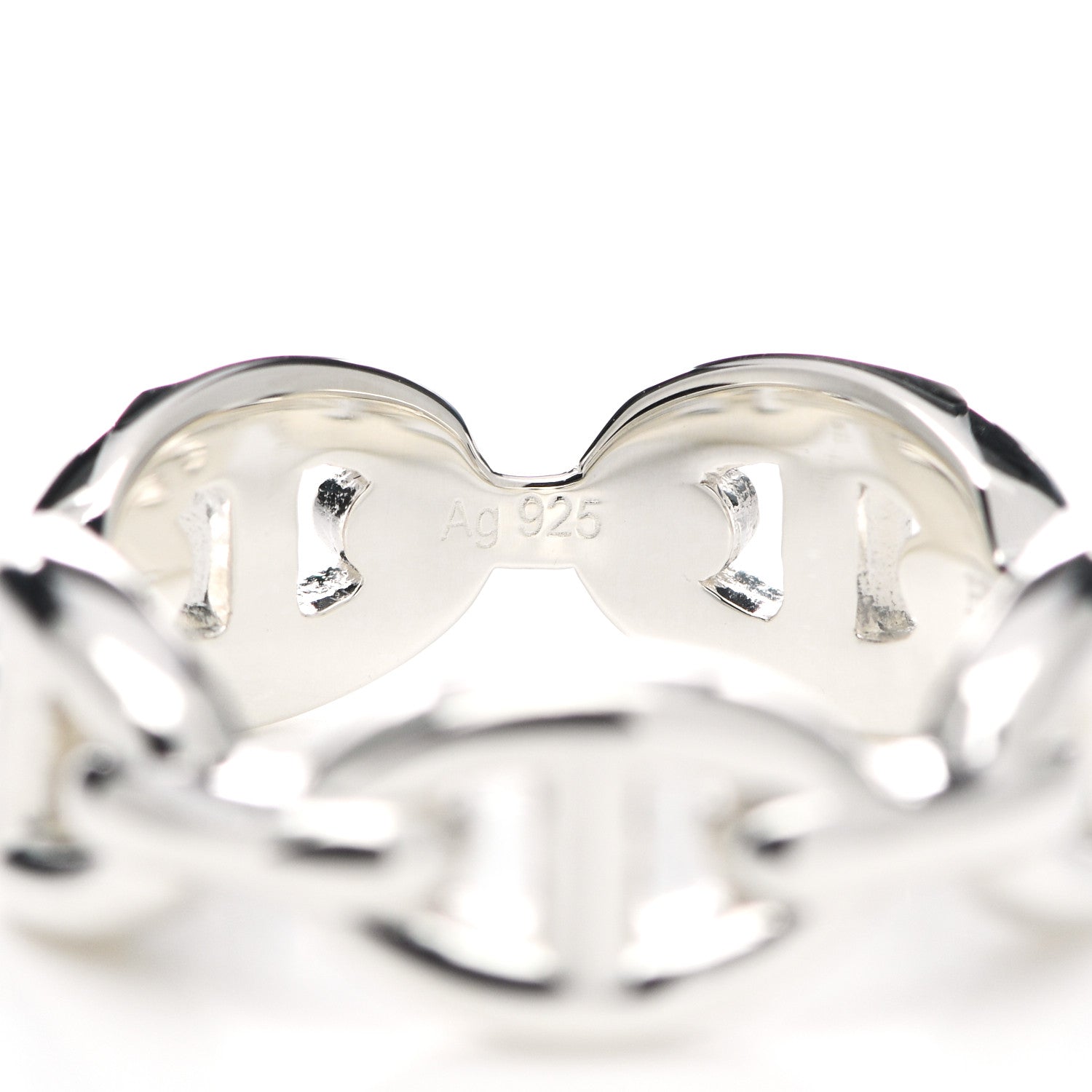 Hermes Sterling Silver PM Chaine d'Ancre Enchainee Band Ring 54 6.75 4 of 7