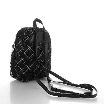 Stella McCartney Shaggy Deer Quilted Mini Falabella Backpack Black 3 of 8