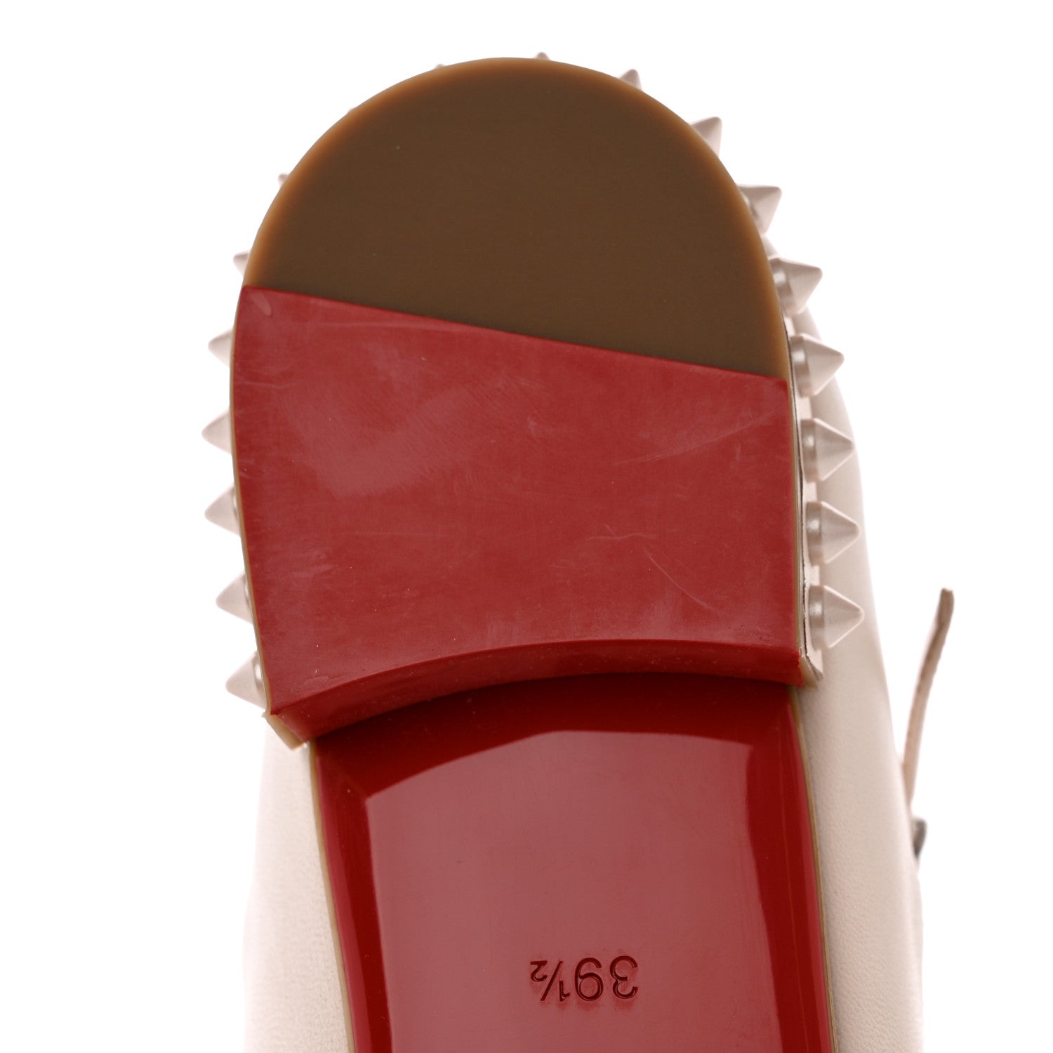 Christian Louboutin Calfskin Conclusive Spike Ankle Strap Ballerina Flats 39.5 Leche 13 of 14