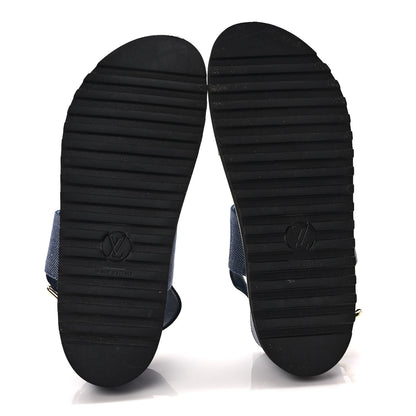 Louis Vuitton Monogram Denim Paseo Flat Comfort Sandals 37 Navy Blue 5 of 8