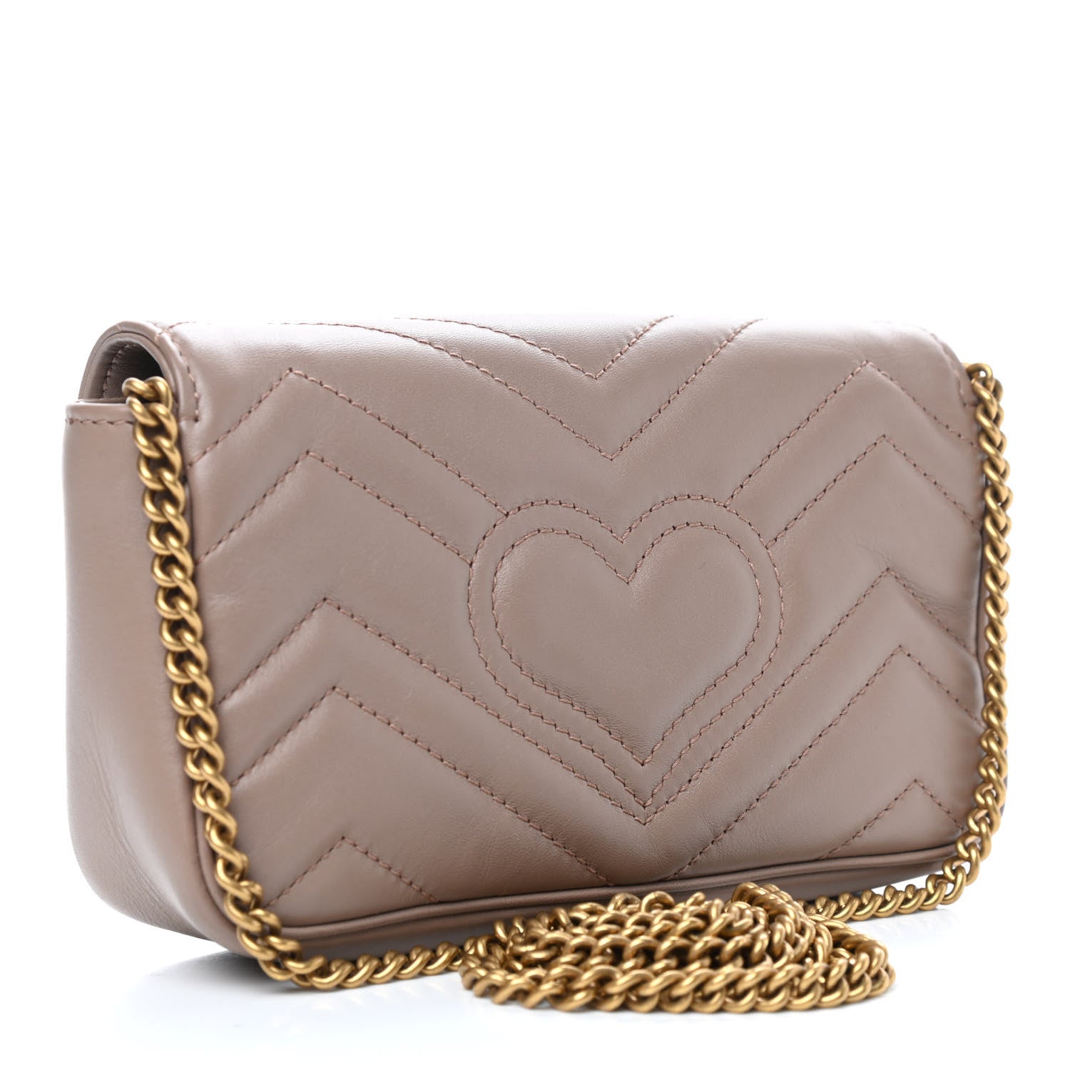 Gucci Calfskin Matelasse Super Mini GG Marmont Shoulder Bag Porcelain Rose 2 of 8