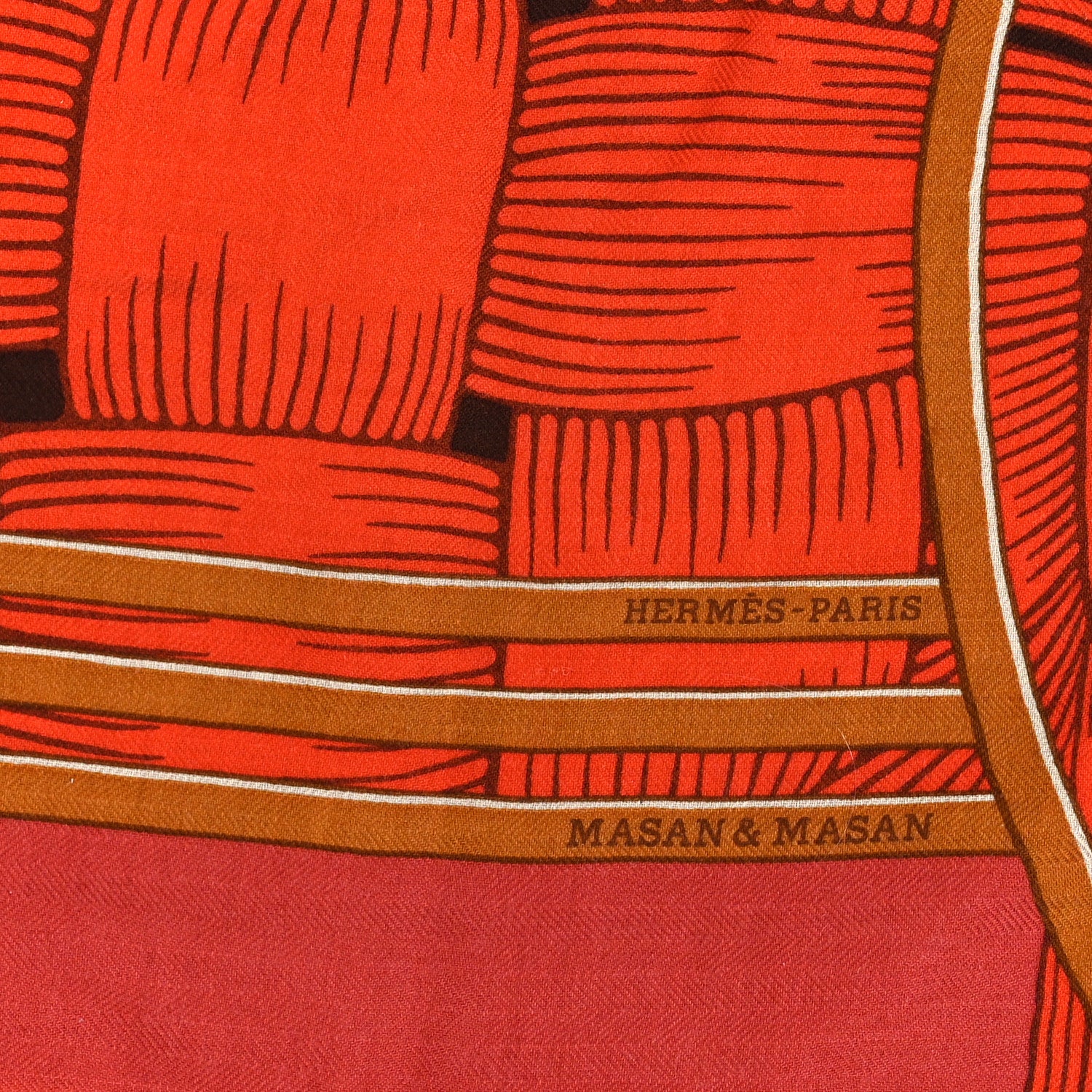 Hermes Cashmere Silk Masan & Masan Giant Triangle Scarf Orange Beige Dore White 2 of 3