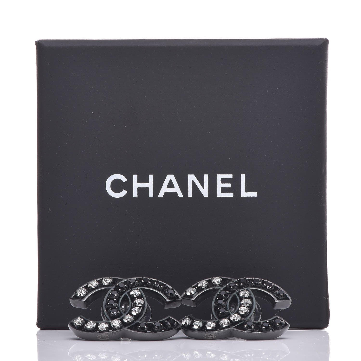Chanel Crystal Large CC Earrings Black 6 of 6