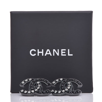 Chanel Crystal Large CC Earrings Black 6 of 6