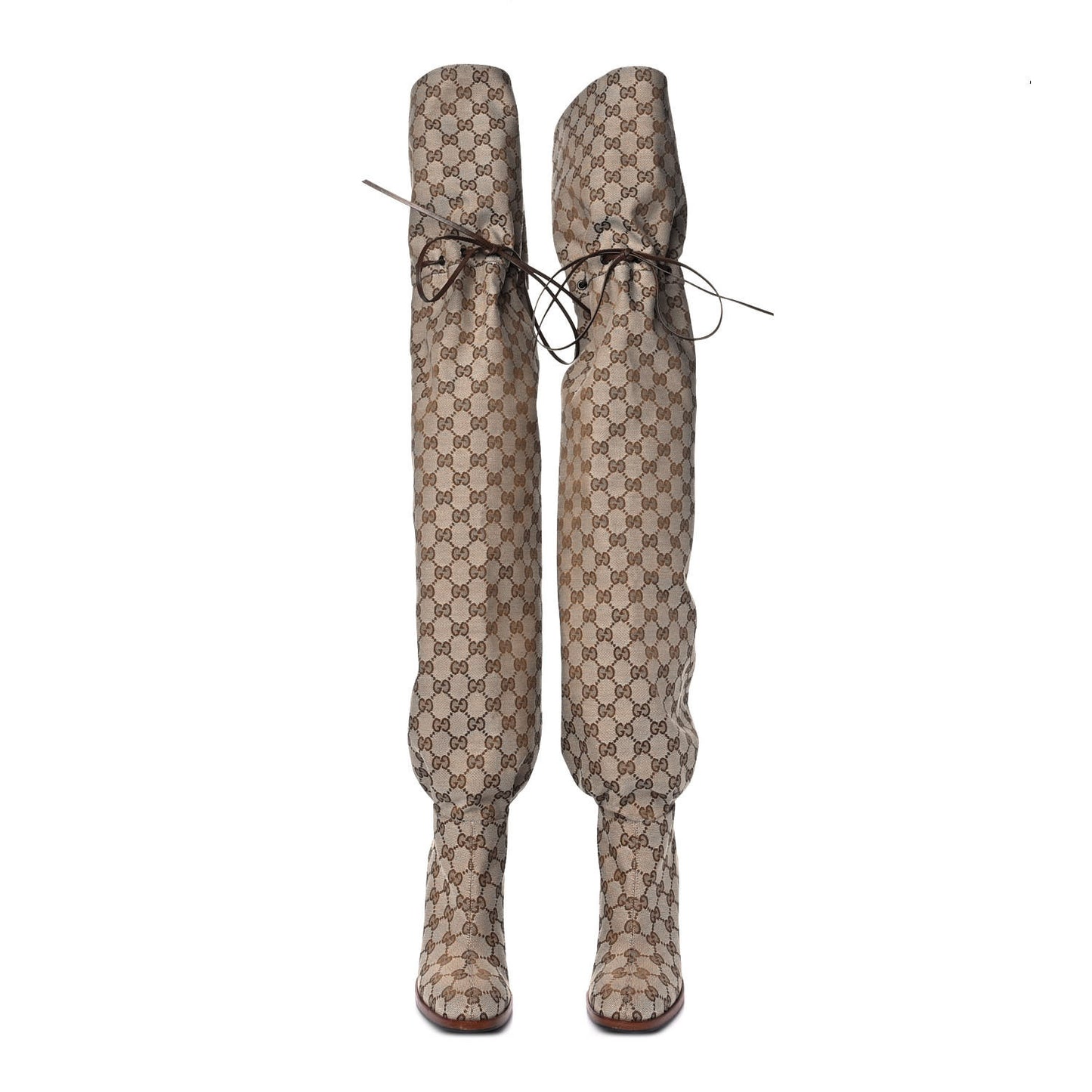 Monogram Over the Knee Boots 36 Beige Ebony