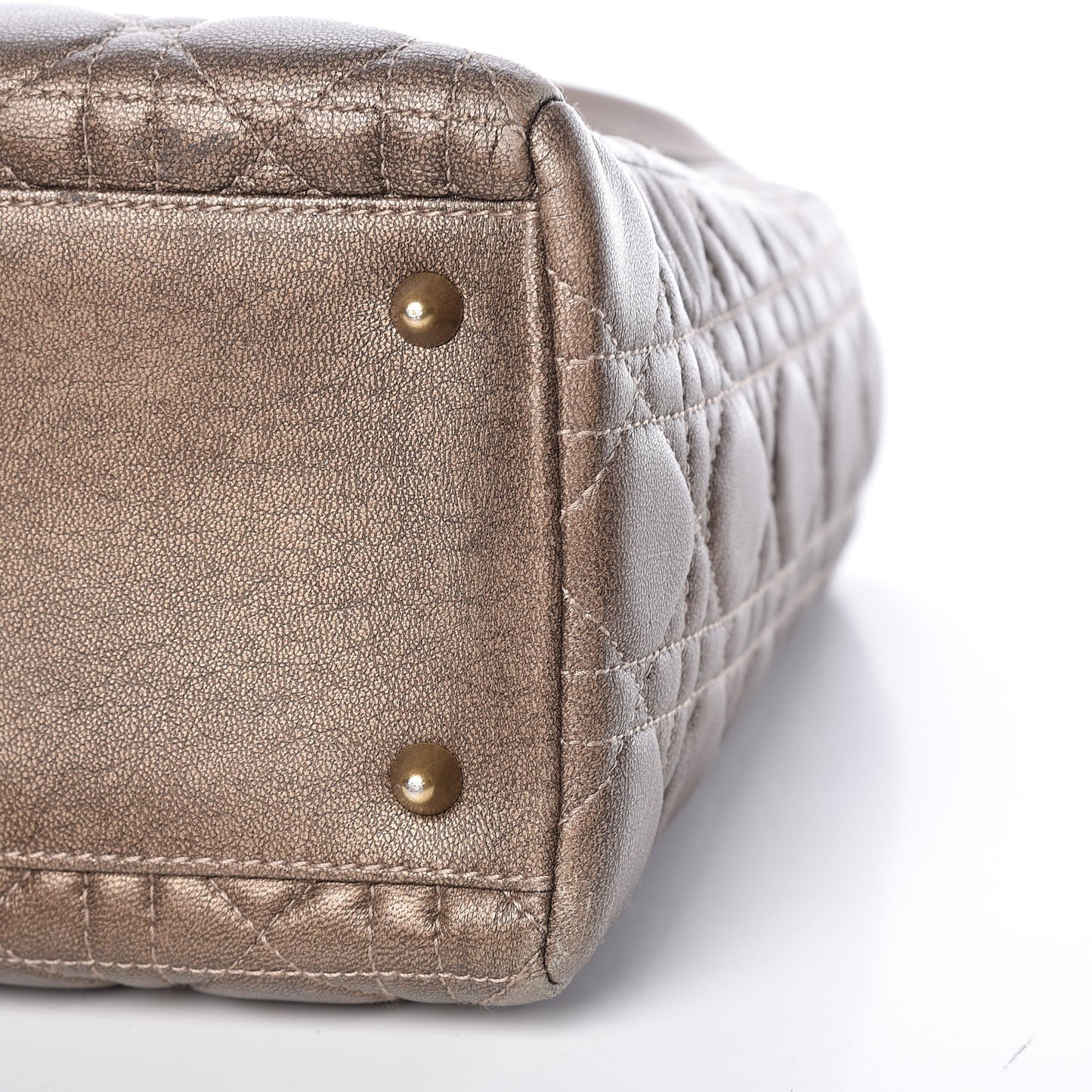 Metallic Lambskin Cannage Medium Lady Dior Bronze