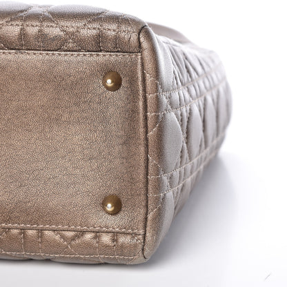 Christian Dior Metallic Lambskin Cannage Medium Lady Dior Bronze 9 of 12
