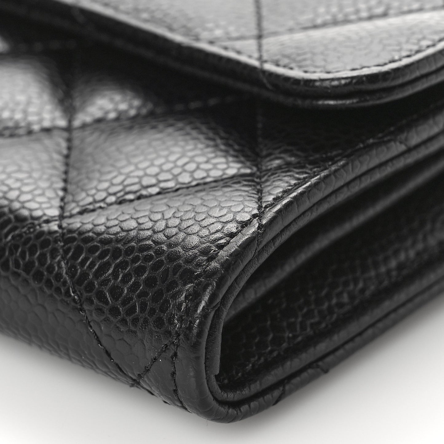 Caviar Quilted Large Gusset Flap Wallet Black