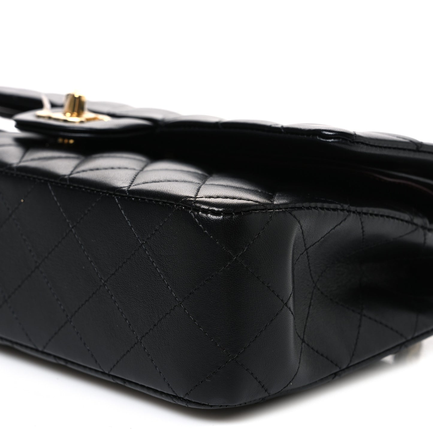Lambskin Quilted Medium Double Flap Black