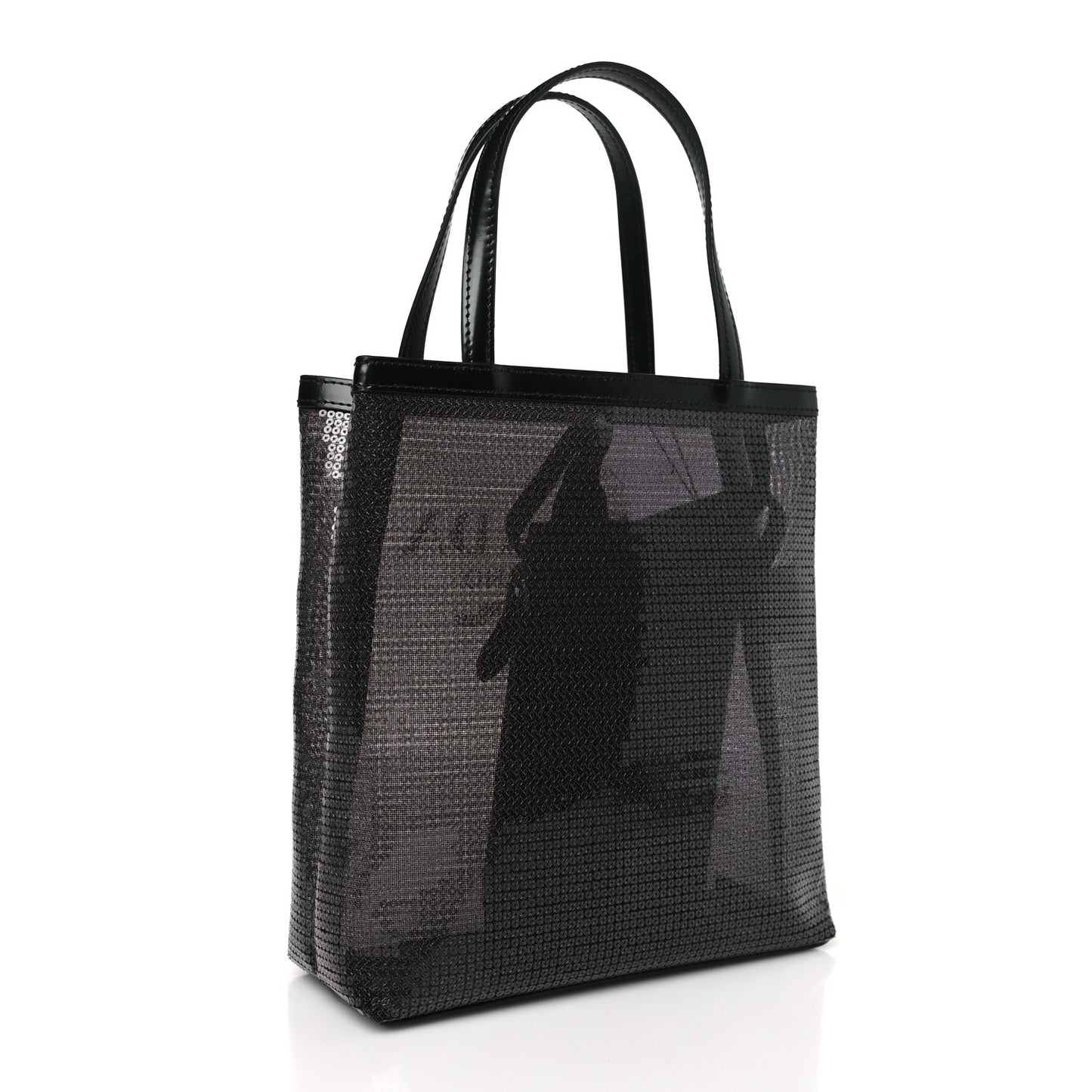 Sequin Rete Paillettes Small Tote Bag Black
