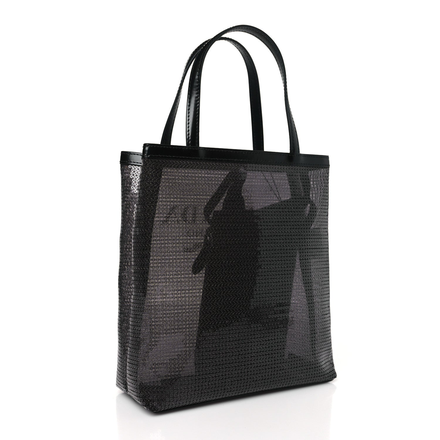 Prada Sequin Rete Paillettes Small Tote Bag Black 4 of 10